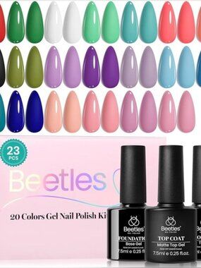 BRAND NEW Beetles Gel Nail Polish FULL Set 20 colors top base matte manicure